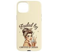 Fueled by COFFEE & CHAOS Retro Woman Funny Design Case for iPhone 15 Plus