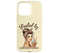 Fueled by COFFEE & CHAOS Retro Woman Funny Design Case for iPhone 15 Pro Max