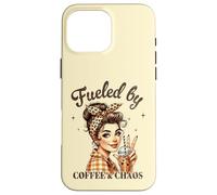 Fueled by COFFEE & CHAOS Retro Woman Funny Design Case for iPhone 16 Pro Max