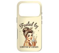 Fueled by COFFEE & CHAOS Retro Woman Funny Design Case for iPhone 17 Pro