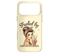 Fueled by COFFEE & CHAOS Retro Woman Funny Design Case for iPhone 17 Pro Max
