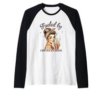 Fueled by Coffee & Chaos Retro Woman Funny Design Raglan Baseball Tee