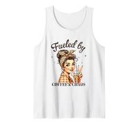 Fueled by Coffee & Chaos Retro Woman Funny Design Tank Top