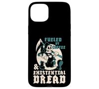 Fueled by Coffee & Existential Dread Vintage Cartoon Reaper Case for iPhone 15 Plus