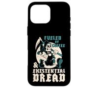 Fueled by Coffee & Existential Dread Vintage Cartoon Reaper Case for iPhone 16 Pro Max