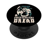 Fueled by Coffee & Existential Dread Vintage Cartoon Reaper PopSockets Adhesive PopGrip