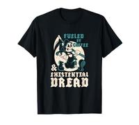 Fueled by Coffee & Existential Dread Vintage Cartoon Reaper T-Shirt