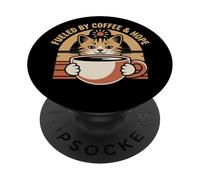 Fueled by Coffee & Hope Cute Cat Coffee Lover Design PopSockets Adhesive PopGrip