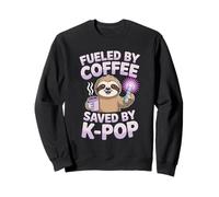 Fueled By Coffee Saved By K-Pop Cute Kawaii Sloth Lover Sweatshirt