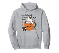 Fueled by Coffee Spooky Stories Ghost Pumpkin Mug Halloween Pullover Hoodie