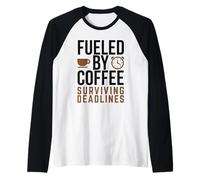 Fueled by Coffee Surviving Deadlines Funny Office Humor Raglan Baseball Tee