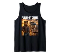 Fueled By Diesel Bear Trucker Truck Driver Bear Plumber Dad Tank Top