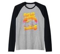 Fueled By Dirt and Turning 5 Monster Truck Birthday Raglan Baseball Tee