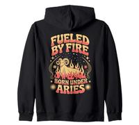 Fueled By Fire Born Under Aries Zodiac Sign Zip Hoodie
