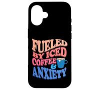 Fueled By Iced Coffee and Anxiety Retro Groovy Barista Case for iPhone 16