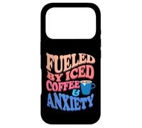 Fueled By Iced Coffee and Anxiety Retro Groovy Barista Case for iPhone 17 Pro