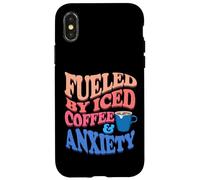 Fueled By Iced Coffee and Anxiety Retro Groovy Barista Case for iPhone X/XS
