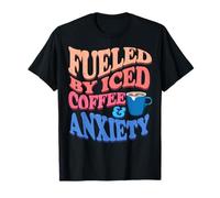 Fueled by Iced Coffee and Anxiety Retro Groovy Barista T-Shirt