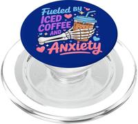 Fueled By Iced Coffee And Anxiety Skeleton Humor PopSockets PopGrip for MagSafe