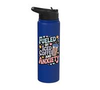 Fueled By Iced Coffee and Anxiety Stainless Steel Insulated Water Bottle