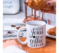 Fueled by Jesus and Coffee Coffee Mugs 11oz Novelty Coffee Tea Cups Gift for Her Gift for Him Ceramic White