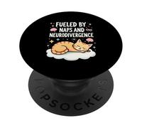 Fueled by Naps and Neurodivergence Cat Design PopSockets Adhesive PopGrip