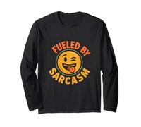Fueled by Sarcasm Funny Retro Emoticon Long Sleeve T-Shirt