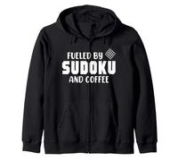 Fueled By Sudoku And Coffee Funny Sudoku Puzzle Zip Hoodie