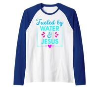 Fueled by Water and Jesus Christian Men Women Boys Girls Fun Raglan Baseball Tee