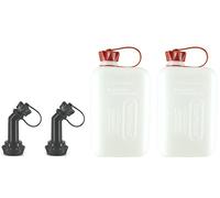 FuelFriend®-BIG CLEAR max. 2.0 liters + Outlet Pipe lockable - jerrycan with UN approval - 2 items - perfect for motorcycles, cars and more