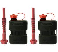 FuelFriend® -Plus 1.0 Litre - Special Series Black - Small Petrol Can Mini Reserve Canister + Flexible Premium Outlet Pipe - Twin Pack