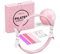 Fuelion Pilates Ring Set Pilates Kit with 14" Magic Circle Dual Padded Handles,9.8" Mini Ball,3 Resistance Bands(15, 25, 35 lbs),Pump&Workout Guide,Pilates Equipment for Strength,Flexibility,Toning
