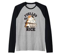 Fuelled by Rice - Funny Hungry Cat Raglan Baseball Tee