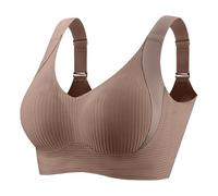 Für Schlafen Sport-BHS für Damen, Bequem, gerippt, bügellos, Bralettes, verstellbar, gepolstert, für jeden Tag Sieh an (Coffee, XXXL)