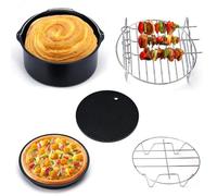 Fuerdich Air Fryer Accessories Set, Air Fryer Accessory Kit, Tower Air Fryer Accessories for Most 5.0-Quart and Larger Ovens, Cake and Pizza Pans, Metal Racks, Grills and Skewers and More