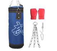 Fuerdich Hanging Punching Bag, Kids Heavy Boxing bag, Unfilled Oxford Cloth Training Equipment with Boxing Gloves Chain Hook, Heavy Punching Bags 23.7" for MMA Kickboxing Karate, Blue