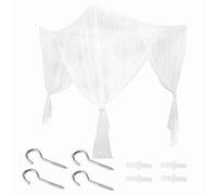 Fuerdich Mosquito Net, Mosquito Net for Bed,Portable Mosquito Netting, 4 Corner Post Curtain Bedspread Elegant Net Set for Adult Bedroom, Kids Rooms, Baby Bassinet, Garden, Camping (White)