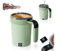 Fuerdich Self Stirring Mug, 380Ml Automatic Mixing Cup, Automatic Mixing Cup with LCD Temperature Display, Electric Stirring Mug for Coffee, Protein Shakes, Matcha, and More (Green)