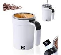 Fuerdich Self Stirring Mug, 380Ml Automatic Mixing Cup, Automatic Mixing Cup with LCD Temperature Display, Electric Stirring Mug for Coffee, Protein Shakes, Matcha, and More (White)