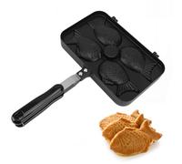 Fuerdich Taiyaki Fish Waffle Maker, Fish-Shaped Cake Maker, 4 Trays Waffle Cake Maker Pans, Non-Stick, Fish Cake Waffle Frying Pan for Home Baking DIY Cooking Party Dessert