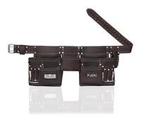 FUERI 11 Pocket Leather Tool Belt fot Men, Comess with Dual hammer holster Organizer for Carpenter, Construction, Electrician
