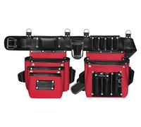 FUERI Electrician's Heavy Duty 26 Pocket Leather-Nylon Tool Belt & Bag Combo for Men, Comfort Back Support Padded Belt, 2 Large Storage Capacity Pouches, Best for Framers, Carpenter, Roofing