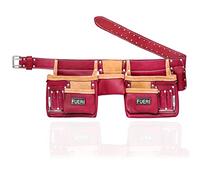 FUERI Leather Tool Belt Bag Men Pouch Heavy Duty Tools Pouches Organizer for Carpenter Construction Electrician Belts Bags Holder (11 Pocket Maroon, Adjustable)