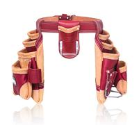 FUERI Leather Tool Belt for Men, 16 Pocket Pro Framing Combo Comes with Heavy Duty Tools Pouches, Triple Hammer holder, Adjustable Padded Belt, and 4 Suspender Loops for Electrician and carpenter's