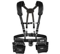 FUERI Leather Tool Belt with Suspender Heavy Duty 17 Pocket Bags for Carpenter Construction Electrician Pouches Holder Organizer Set