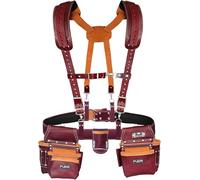 FUERI Leather Tool Belt With Suspender Heavy Duty 17 Pocket Pouches Bags Holder For Men Carpenter Construction Worker Electrician Adjustbale Organizer Set