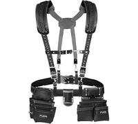 FUERI Leather Tool Belts with Suspender for Men, Heavy-Duty Durable Carpenter Tool Rig Organizer With 19 Pockets-2 Pouches, Padded Suspender, Hammer Holder, D-Loops & Foam-Padded Belt Electricians