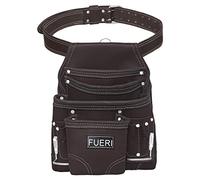 FUERI Leather Tool Pouch for Carpenters 10 Pocket Framers Belt Bag with Grain Leather Non-Padded Work Belt, Chocolate High Gauge Premium Leather Organizer Tool Holder.