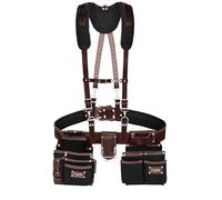 FUERI Tool Belt with Suspenders Heavy Duty Bags Pouches for Men Construction Carpenter Electrician Framer Work - Black & Brown