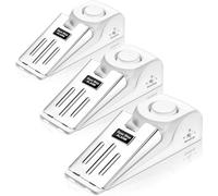Fuers Door Stop Alarm, Door Wedge Stopper Alarm with high Cushion Rubber, Adjustable Sensitivity Lightweight Small Size Convenient to Carry, Suitable for Home Hotel Travel -White 3 Pack